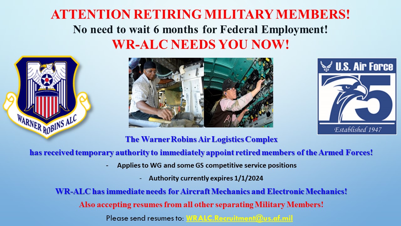 Poster for "Attention Military Retirees"